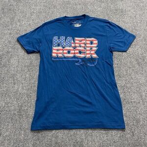 Hard Rock Cafe Men's Medium Flag Blue Cotton T-Shirt